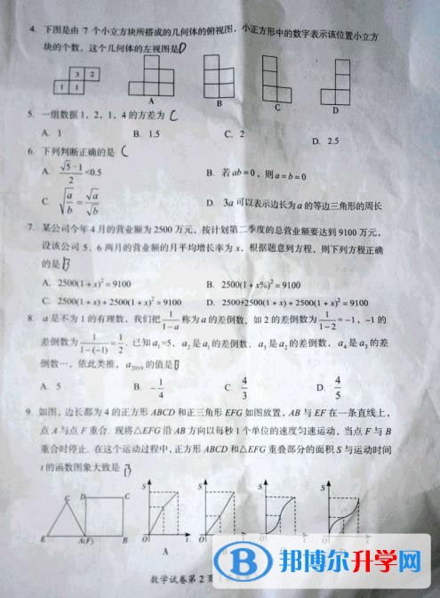 2020年達(dá)州所有中考試卷