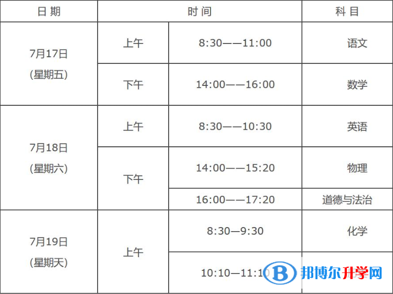 2021年寶雞中考日期